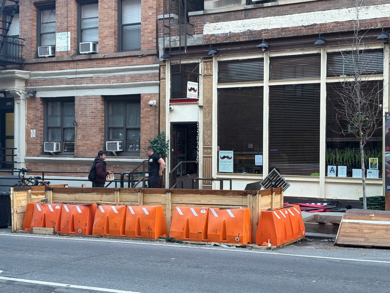 Roadway dining being dismantled outside Red Stache