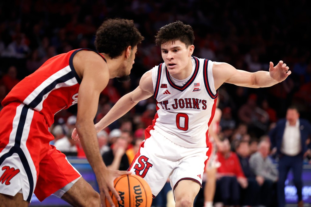 St. John's guard Dylan Darling (0) during a game against Ole Miss on Dec. 6, 2025.