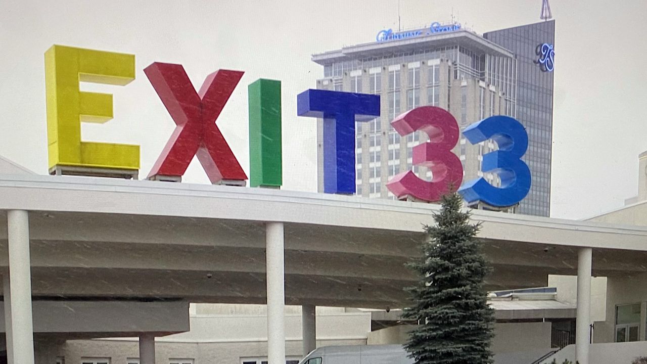 Turning Stone Resort and Casino Exit 33 venue facade on top of building