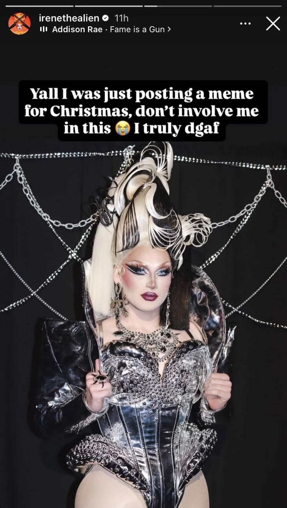 \u200bIrene the Alien shares cryptic Instagram Story that seems to address the drama involving Ginger Minj and the queens of RuPaul's Drag Race All Stars season 10