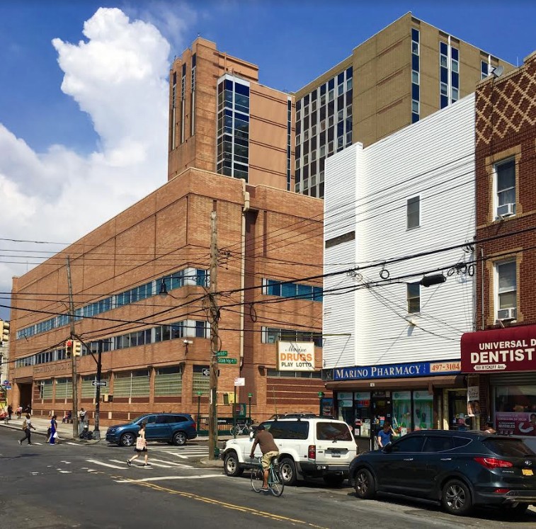 That's Wyckoff Heights Medical Center at left, as seen from the corner of Stanhope Street and Wyckoff Avenue. Photo: Lore Croghan/Brooklyn Eagle