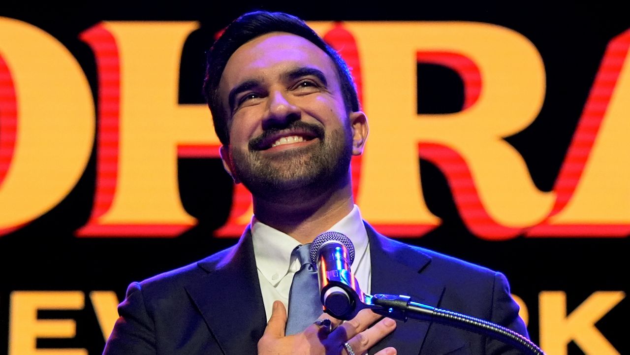 Zohran Mamdani speaks after winning the mayoral election, Tuesday, Nov. 4, 2025, in New York. (AP Photo/Yuki Iwamura)