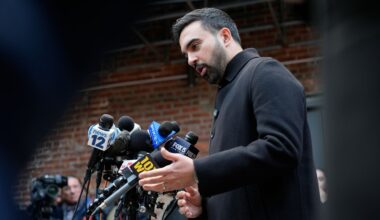 New York City mayor-elect Zohran Mamdani talks to reporters at a news conference in New York, Monday, Nov. 17, 2025. (AP Photo/Seth Wenig)