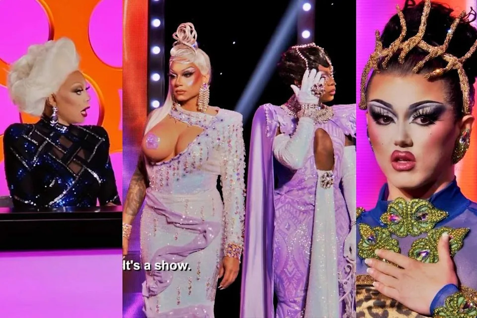 \u200bRuPaul; Mia Starr, Vita VonTesse Starr; Myki Meeks on RuPaul's Drag Race season 18 episode 4