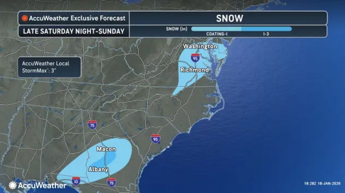 On Sunday, snow will spread northward along the mid-Atlantic coast to southeastern and central New England