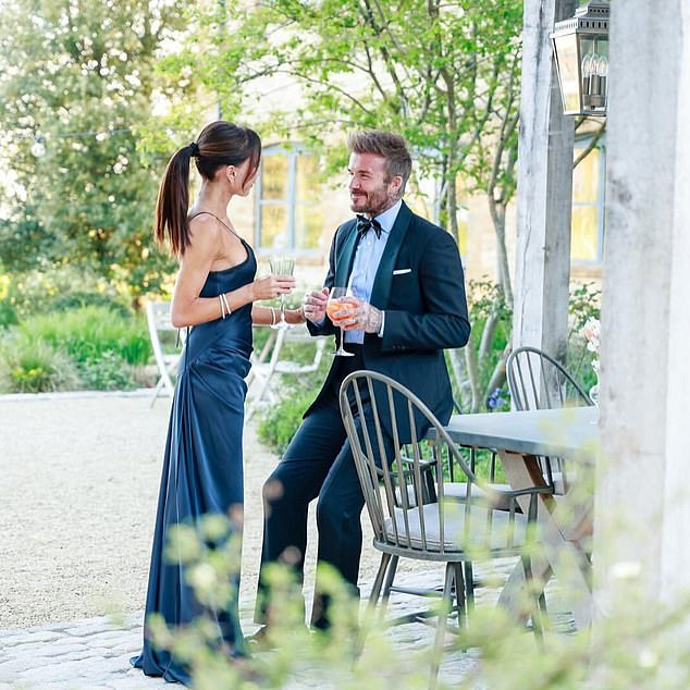 The post was largely a tribute to his wife Victoria who he is pictured with at his 50th birthday in the Cotswolds which was not attended by Brooklyn