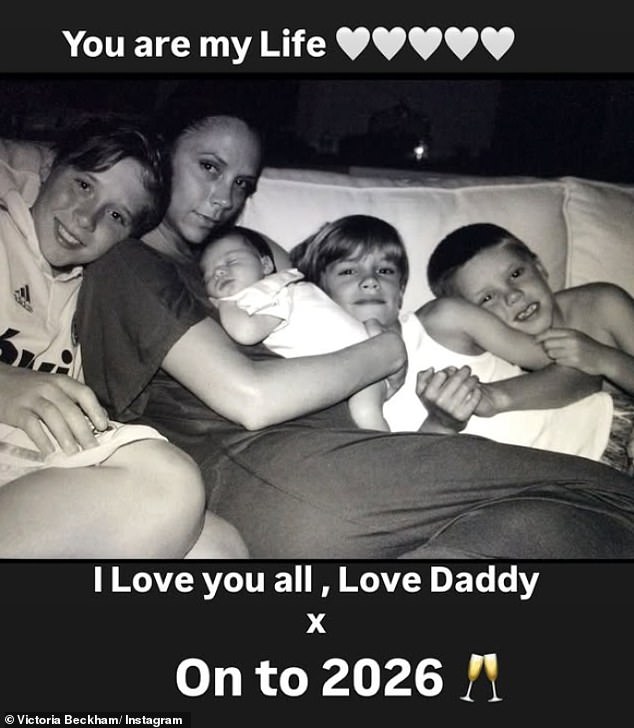 Sir David Beckham has described Victoria and their children as his 'life' in an emotional address to Instagram followers - and his absent eldest son