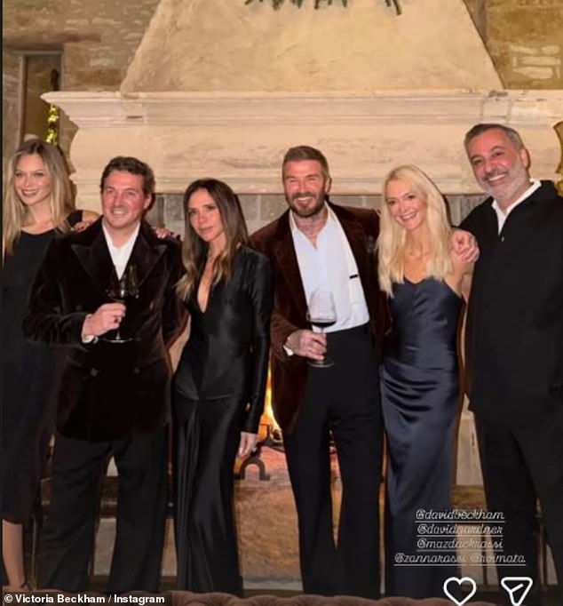 Despite their heartache, David and Victoria put on a brave face as they host a New Year's party with friends at their £12million Cotswolds home