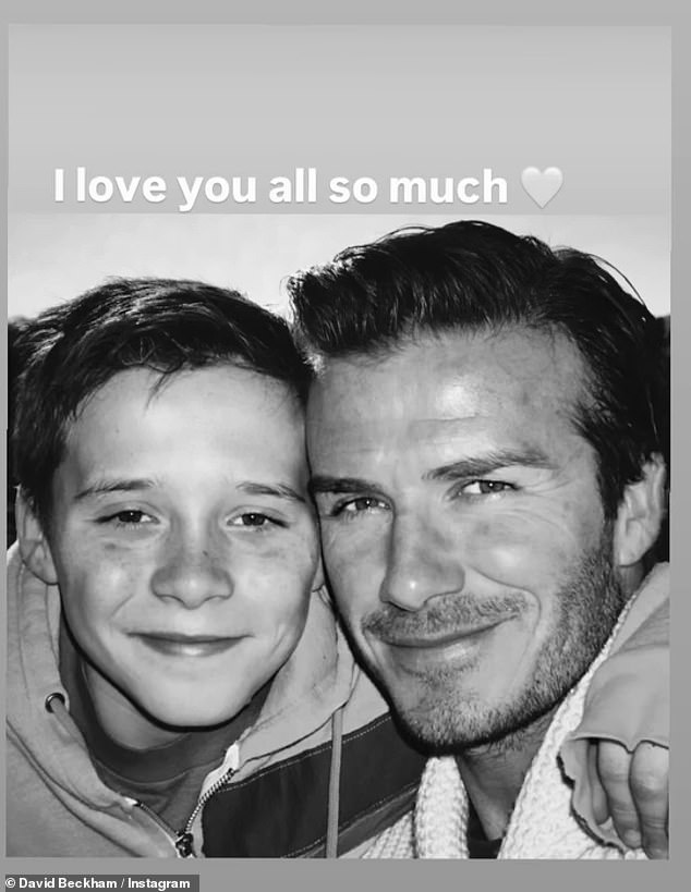 Meanwhile, David was evidently keen to build a bridge over troubled water while sharing a series of family photos with Instagram followers, among them a shot of Brooklyn as a teenager.