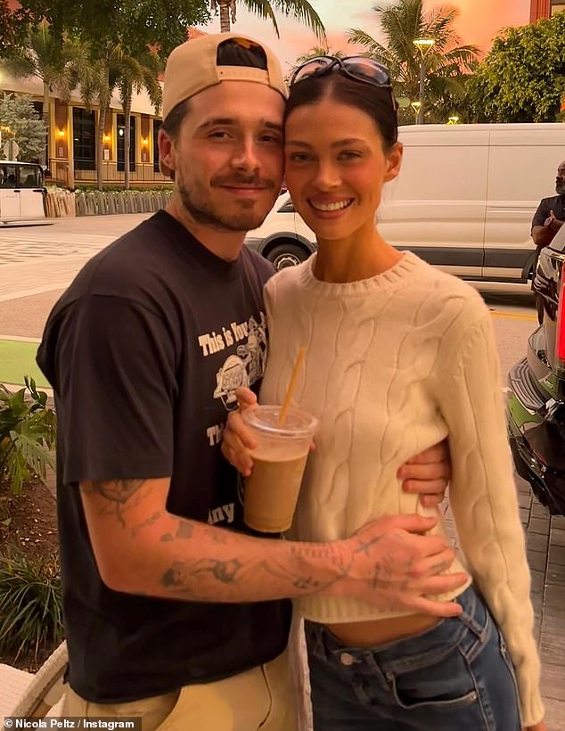 The party comes after Nicola publicly praised her husband Brooklyn saying she was 'so grateful' for him, after reports claimed he had declared his relationship with his parents was 'over'