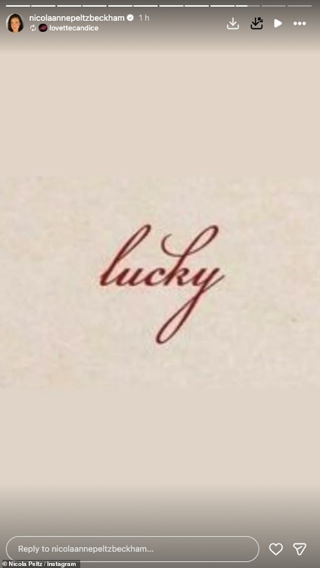 The beauty also shared a quote that simply read: 'lucky' as she reflected on the happy day with her nearest and dearest