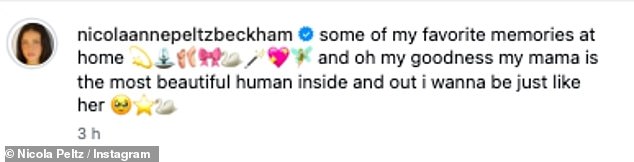 Nicola pointedly paid tribute to 'my crew' as she shared family snaps to her socials on Saturday - after deleting all traces of the Beckhams on Instagram (seen with her parents)