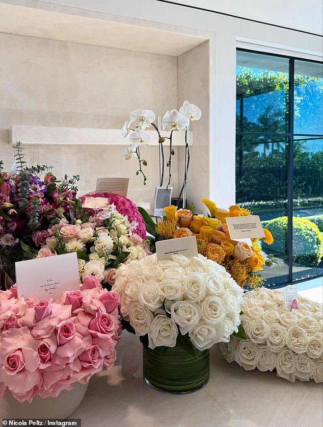 The adored actress was lavished with flowers during her birthday celebrations