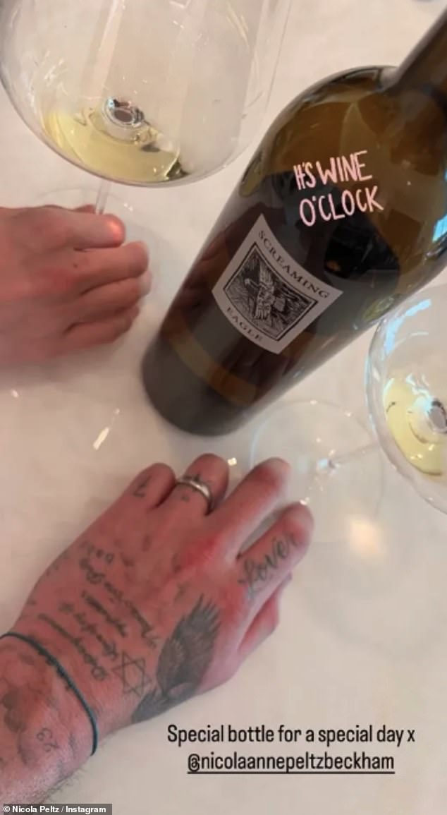 Brooklyn also treated Nicola to a £5K bottle of his mum's favourite Screaming Eagle wine, sharing a snap of them enjoying a glass with the caption: 'Special bottle for a special day'