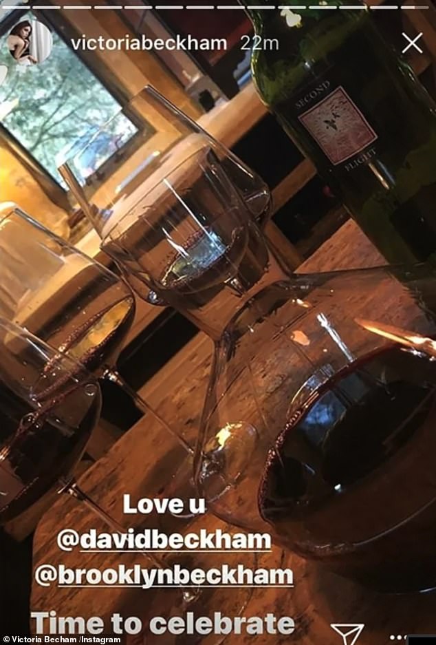 Back in 2017, Victoria posted her own photo after cracking open a bottle of the wine with David and Brooklyn, before their bitter estrangement