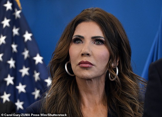 The Department of Homeland Security (DHS), led by Kristi Noem (pictured), said it has recently more than doubled the number of ICE officers deployed across the US from 10,000 to 22,000