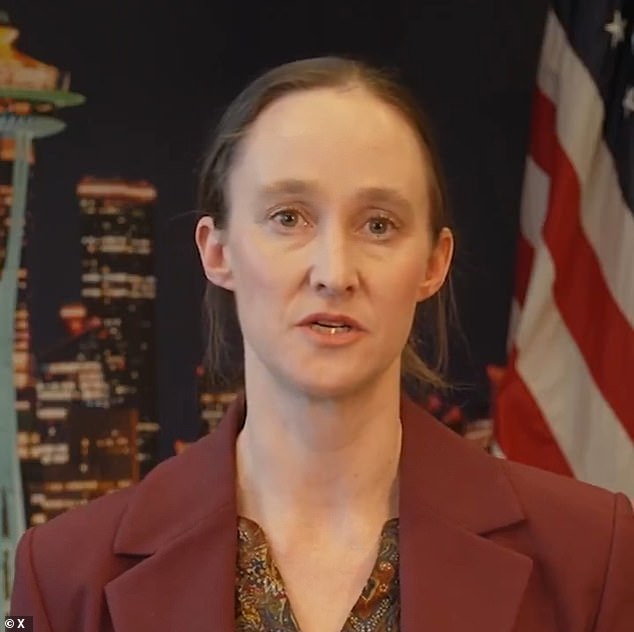Seattle Mayor Katie Wilson (pictured) has urged residents to sign up for 'Washington for All ICE Mobilization Alerts', a group which is training to 'mobilize a unified response' to Immigration and Customs Enforcement (ICE) activities in the liberal Washington state city