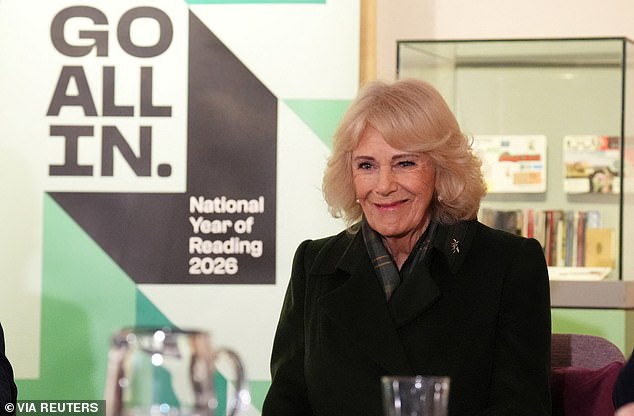 Britain's Queen Camilla visits the National Library of Scotland, Edinburgh, to mark the launch of the National Year of Reading in Scotland