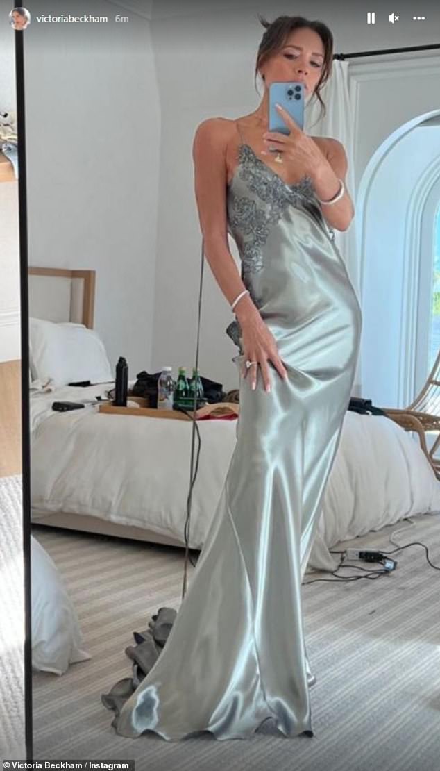 Brooklyn shared his side of the feud, where he claimed his mother Victoria Beckham called him 'evil' because he chose not to have his parents at the top table for the wedding (Victoria seen on the wedding day)