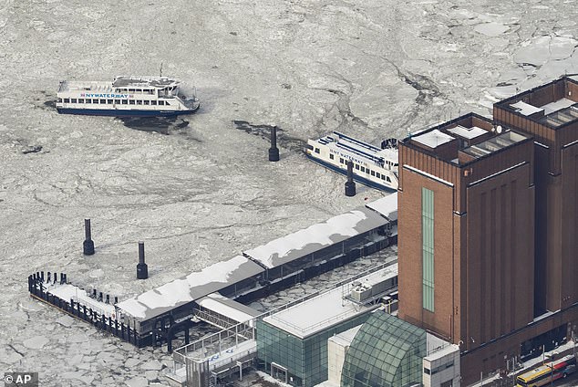 Ferry service was initially suspended on Sunday due to the worsening visibility during snow