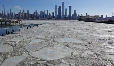 New York City ferries have been suspended due to continued ice buildup in the East and Hudson rivers and across the harbor