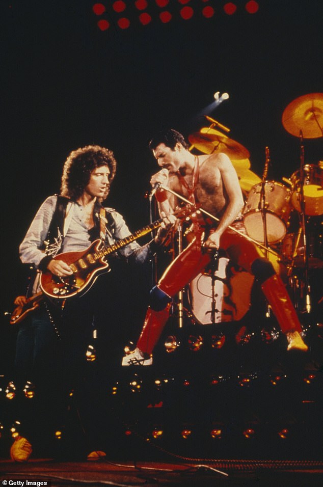 Brian and late frontman Freddie Mercury performing in San Diego in 1980