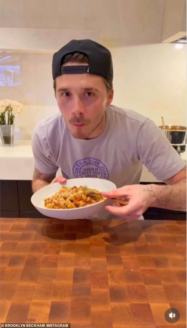 David's clip came just days after his son Brooklyn mocked by fans as he returned to social media to cook his special spaghetti bolognese dish
