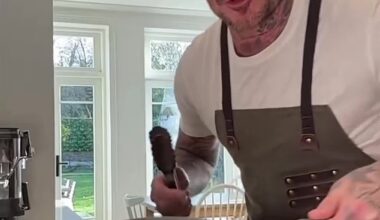 David Beckham appeared to play his chef son Brooklyn at his own game as he cooked for Gordon Ramsay on Instagram on Saturday