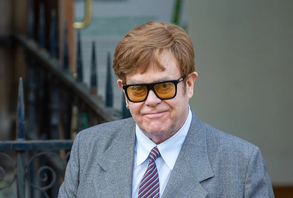 Elton John is seen leaving the High Court after Associated Newspapers hearing