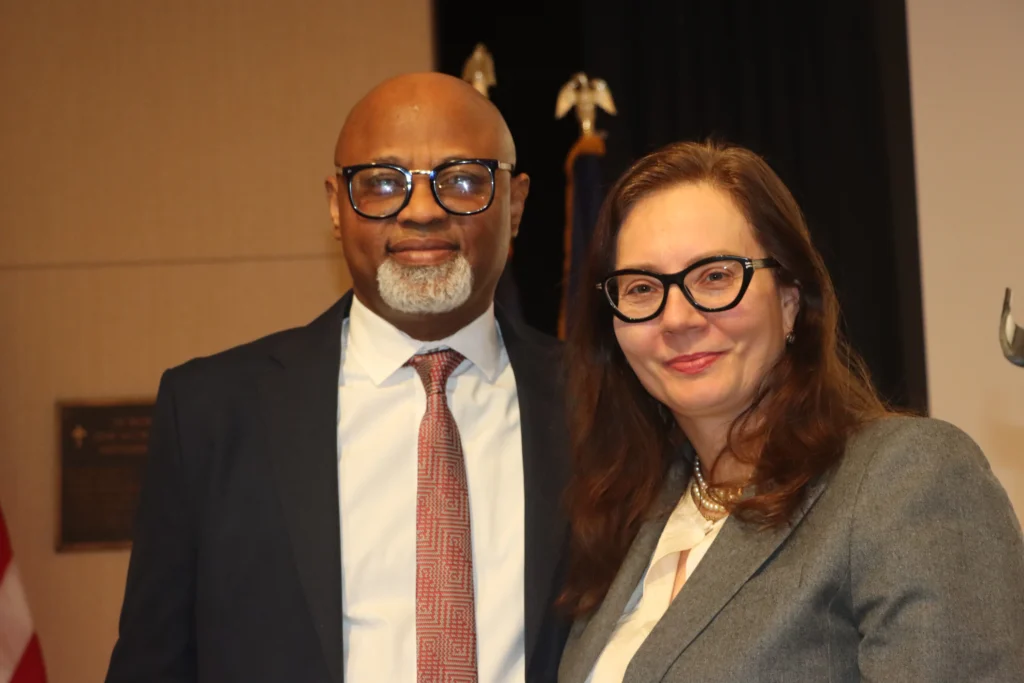 Hon. Chidi Eze alongside Hon. Elena Baron. Brooklyn Eagle photo by Mario Belluomo