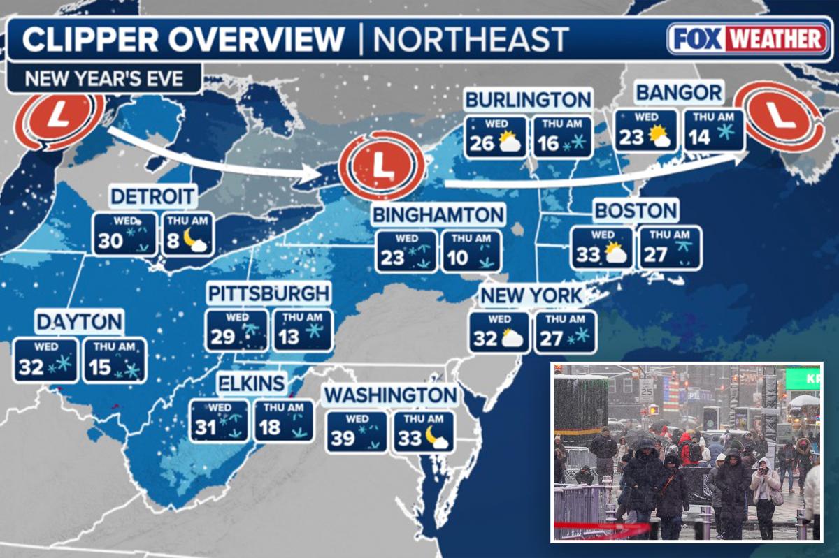 NYC among Northeast cities that could see snowfall on New Year's Eve