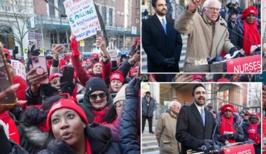Sanders and Mamdani protest with striking NYC nurses