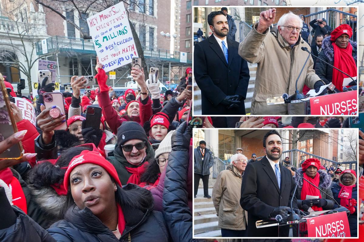 Sanders and Mamdani protest with striking NYC nurses