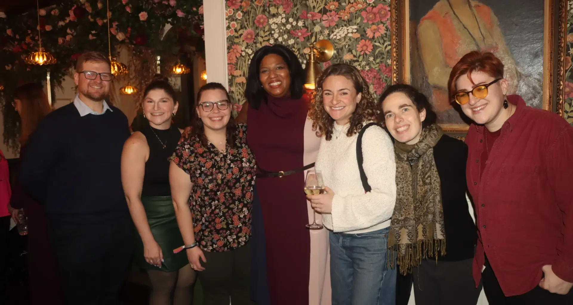 From left: Isaac Netzer, Deanna Netzer, Rose Snitz, Danielle Noel, Esq., Liz Kaiser, Molly Silverberg and Jordan Goldstein. Brooklyn Eagle photo by Mario Belluomo