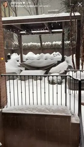 Kelly Ripa's rooftop terrace covered in snow during winter storm Kelly Ripa/Instagram