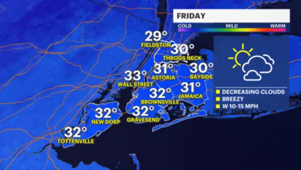 Cold & cloudy tonight in The Bronx; gradual warm-up into next week