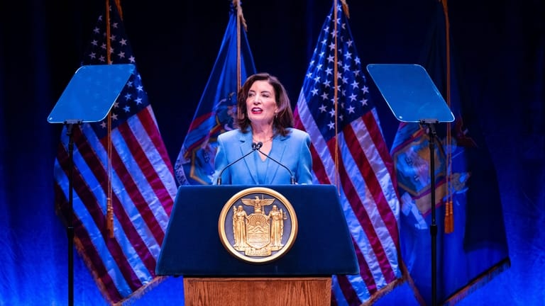 New York Gov. Kathy Hochul delivers the 2026 State of...