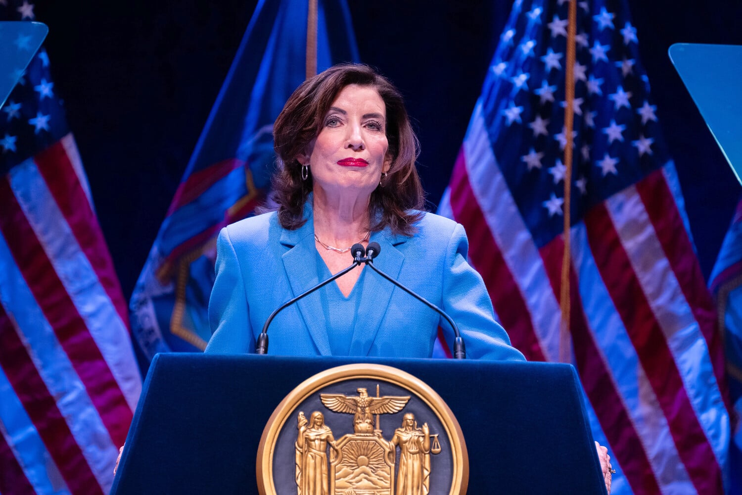 Gov. Kathy Hochul outlines her policy priorities in her 2026 State of the State address on Tuesday, January 13, 2026. Photo: Darren McGee/Office of Gov. Kathy Hochul