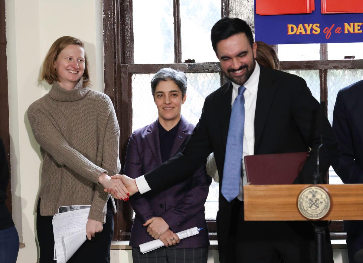 Tenant aide Cea Weaver all smiles with Zohran Mamdani at NYC event