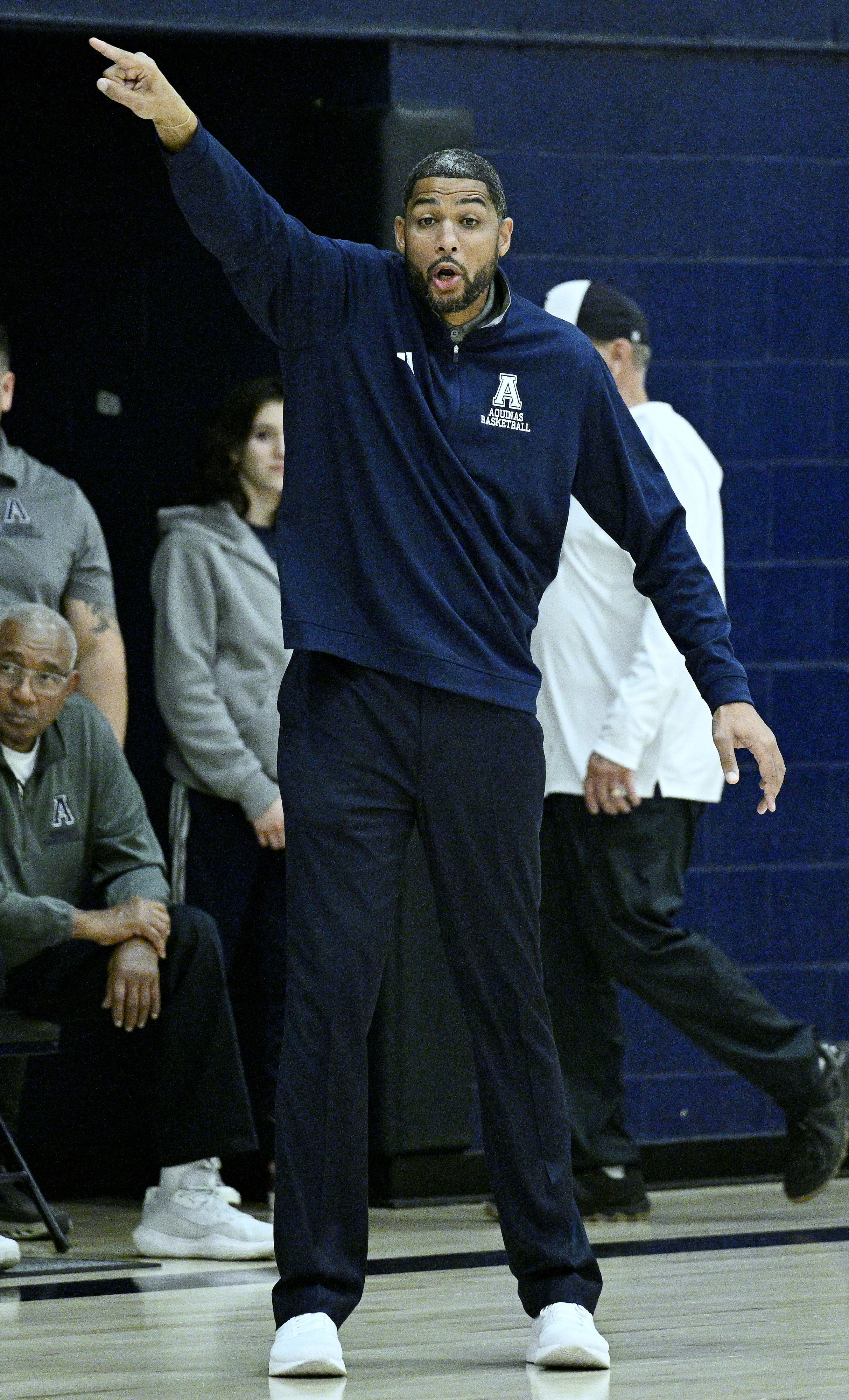 Aquinas Head Coach Daryl Pegram against Arrowhead Christian Academy in...