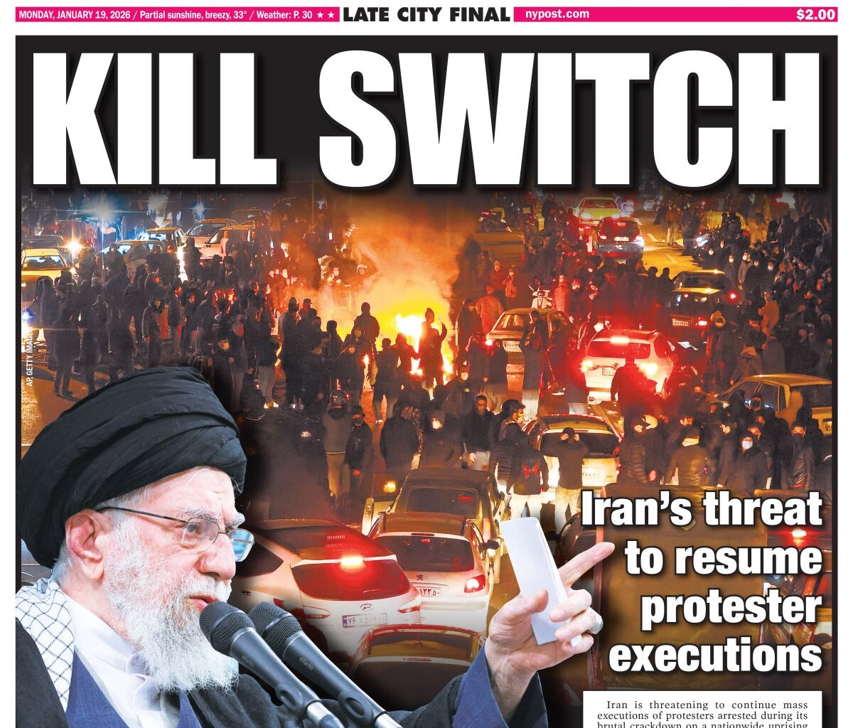 NY Post Cover for January 19, 2026