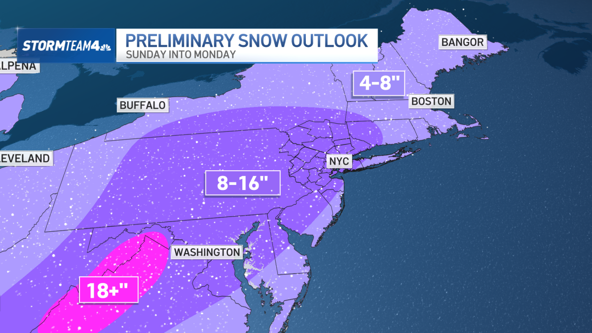 How much snow will NYC get? See first forecast map ahead of storm – NBC New York