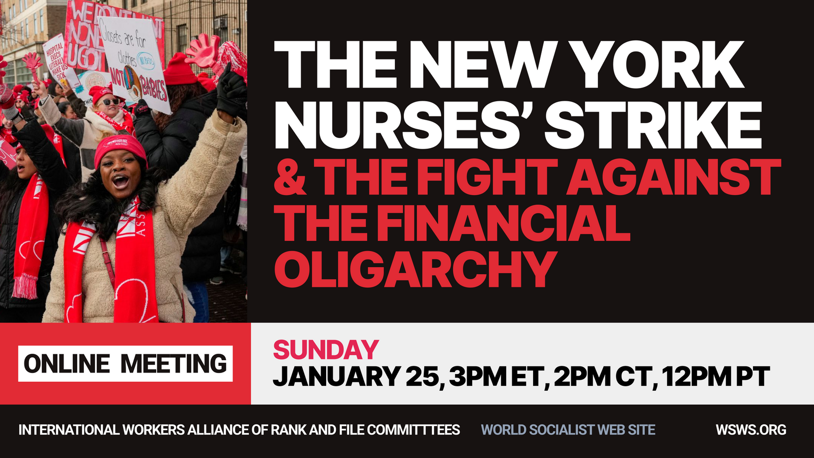Online meeting Sunday: The New York nurses’ strike and the fight against the financial oligarchy