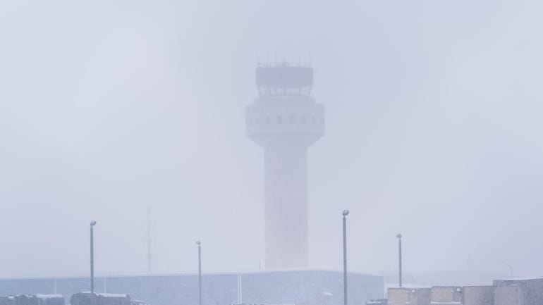 A view of the McArthur Airport control tower on Sunday.