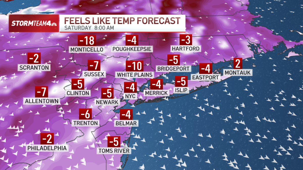 Dangerously cold temperatures, gusty winds come to NYC area – NBC New York