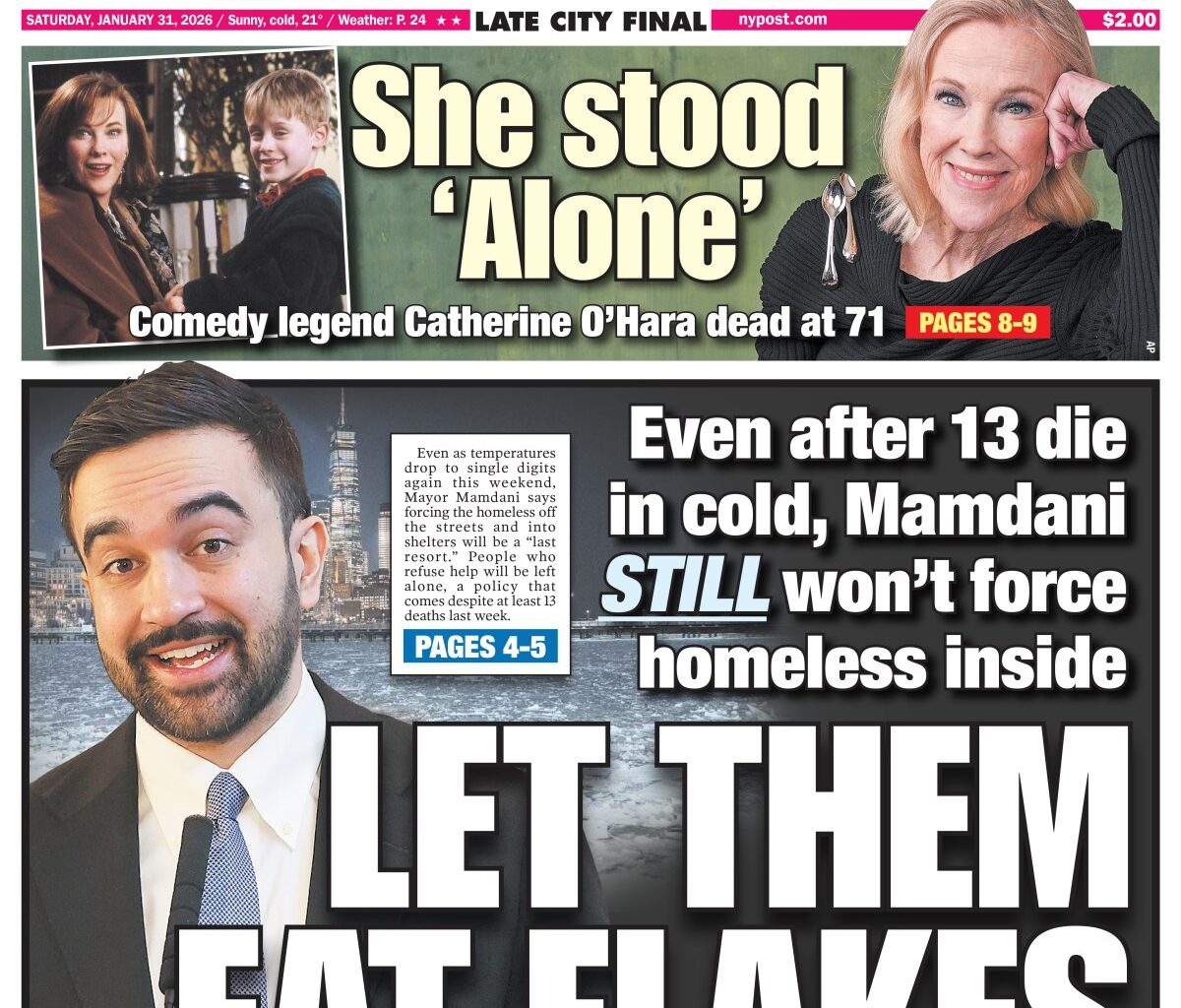 New York Post Cover for January 31, 2026