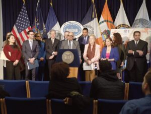 New York City Council Speaker Julie Menin, the Department of Consumer and Worker Protection (DCWP), and Urban Upbound today celebrated Earned Income Tax Credit (EITC) Awareness Day at City Hall, highlighting the critical role free tax preparation plays in helping working families access the refunds they deserve. The event also marked 20 years of Urban Upbound’s partnership with DCWP to provide free, high- quality tax preparation services to New Yorkers. Bishop Mitchell G. Taylor, CEO and Co- Founder of Urban Upbound at podium.