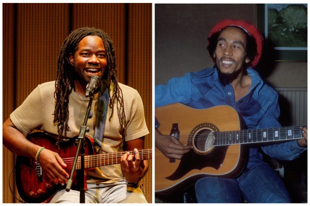 Duane Forrest, left, and Bob Marley. (Weiwuying National Kaohsiung Centre for the Arts; Watal Asanuma/Shinko Music/Getty Images)