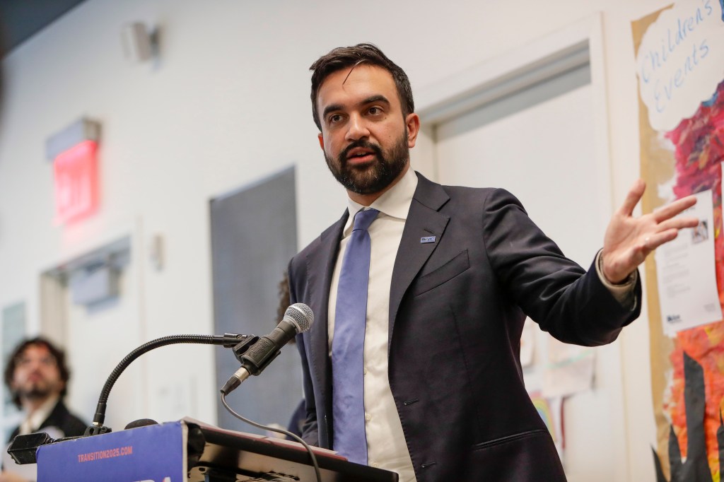 Mayor-elect Zohran Mamdani speaking at a press conference.