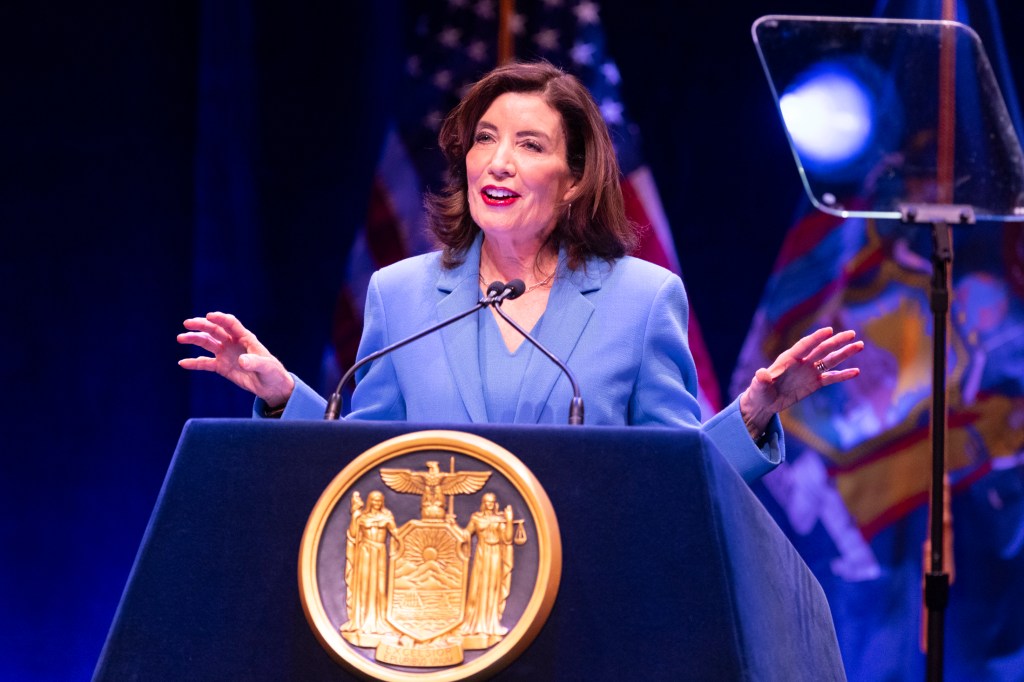 Governor Kathy Hochul delivering her 2026 State of the State address.
